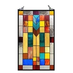 Chloe Lighting Tate Tiffany-glass Mosaic Design Window Panel 16X26 New. Price: $132.81.