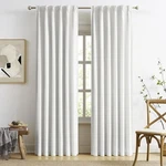 Maiher Full Blackout Linen Blend Curtains - Greyish White (2 Panels) New. Price: $61.99.