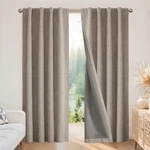 Joydeco 100% Blackout For Bedroom Natural Linen Curtains, Thermal New. Price: $11.45.