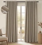 Topfinel 94 Inches Long Taupe Flax Custom Blackout Linen Curtains, Viral Ivory New. Price: $33.90.