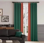 Oyring Blackout Pinch Pleat Curtains Green & Orange 42X96 Set Of New Open. Price: $39.00.