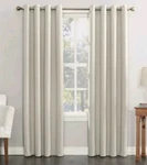 2 Panels Sun Zero Blackout Energy Efficient Grommet Curtains 40" X 84" Pearl Open. Price: $27.00.