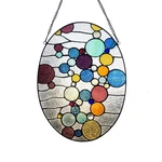 Chloe Lighting Bubbles Geometric-style Stained Glass Window Panel 20" Tall New. Price: $245.93.