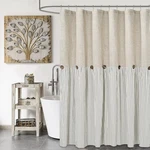 Dosly Id Farmhouse Shower Curtain, Beige Gray Stripe Button, Linen, 72"L X New. Price: $45.37.