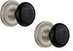 Nostalgic Warehouse Rope Rosette Black Porcelain Knob Double Dummy Satin Nickel Open. Price: $69.99.