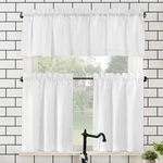 Martine Microfiber Semi-sheer Rod Pocket Kitchen Curtain Valance And Tiers Set, New. Price: $25.44.