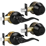 Probrico Front Door Handle Double Cylinder Deadbolt Set Black Exterior New. Price: $80.67.