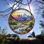 Mountain River Stained Glass Suncatcher Handmade Nature Window Decor New. Price: $22.67.