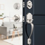 Brightify Satin Nickel Front Door Lock Set, Entry Handle With Deadbolt, New. Price: $77.10.