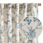 Lazzzy Charlotte Farmhouse Lined Linen Blue Floral Curtains 96"L Back Tab New. Price: $97.11.