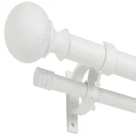 Hosmile Double Curtain Rod 72-144 Drapery Round Barrel Finials White New. Price: $73.31.