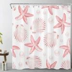 Hvest Nautical Coastal Shower Curtain For Bathroom Pink Seashell Seastar On W... New. Price: $27.69.
