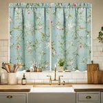 Floral Kitchen Curtains 24 Inch Length Green Window Over Sink Spring ... New. Price: $25.04.