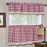 Buffalo Check Gingham Kitchen Curtain Separates, Burgundy, 58X14 & 58X36 Inches New. Price: $28.74.