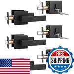Brotima 3 Pack Square Passage Door Levers And Double Cylinder Deadbolts Combo New. Price: $136.26.