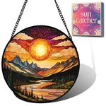 "sunset Mountains River Faux Stained Glass Window Hanging Decor For Women" New. Price: $26.86.