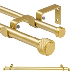 5/8" Diameter Adjustable Double Drapery Curtain Rod W/ Poignee Finial New. Price: $23.38.
