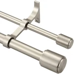 Double Curtain Rods 72-144", Brushed Nickel With Cap Fini... New. Price: $72.27.