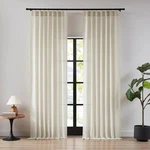 112 Inches Natural Pinch Pleated Semi Sheer Curtains Linen Blend Light Filter... New. Price: $125.79.