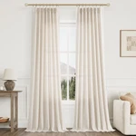 Aersas Pinch Pleat Linen Curtains 108IN Cream New. Price: $89.99.