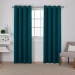 Sateen Sapphire Teal Solid Woven Room Darkening Grommet Top Curtain, 52 In. X New. Price: $32.13.