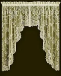 Ecru Heritage Lace Valance Or Swag Pair English Ivy Window Livingroom Open. Price: $39.00.