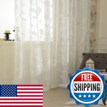 Vogol White Rod Pocket Sheer Curtains 104 Inches Long Embroidered Window New. Price: $86.40.