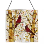 River Of Goods Stained Glass Window Panel Cozy Cardinals Hanging Metal Chain New. Price: $148.93.