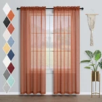Mrs Naturall Sheer Window 84 Inch Curtains Rod Pocket Linen Look Rust Pair New. Price: $13.50.