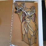 River Of Goods Stained Glass Window Panel Woodland Buck Deer Family 21"X12" Rare New. Price: $168.99.