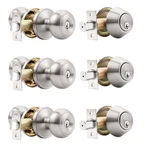 Probrico Satin Nickel Front Door Handle Deadbolt Keyed Alike Reversible Set New. Price: $69.10.