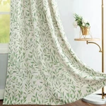 Vogol Botanical Leaves Printed Curtains, Faux Linen Thermal Insulated 52" 63" New. Price: $30.00.