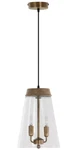 River Of Goods 9.75" Kinsley Glass & Mango Wood Shade 2 Light Pendant Fixture Open. Price: $37.50.
