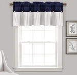 Lush Decor Linen Button Farmhouse Curtain Valance 52" Wx 18" Navy White New. Price: $15.39.