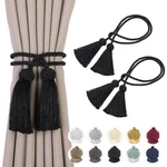 2 Tiebacks Curtains With Tassels- Pack, Black New. Price: $14.76.