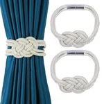 Hedonghexi 2 Magnetic Curtain Tiebacks, Hand Weave Rope Pack, Beige New. Price: $19.89.