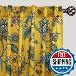 Mustard Yellow Bird Curtains,colorful Fun Boho For Living Room,retro Pre New. Price: $75.51.