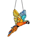 Chloe Lighting Macaw Animal-style Stained Glass Window Panel 14" Wide New. Price: $218.59.