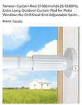 Parutta Tension Curtain Rod 51-166 Inch (4.25-13.83FT) Extra Long White New. Price: $79.95.