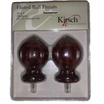 Kirsch Mahogany Wood Fits, 1 3/8" Diameter Pole Fluted Ball Finials Set Of 2 New. Price: $18.00.