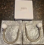 Meriville Set Of 2 Decorative White Marble Ball End Window Curtain Holdbacks New. Price: $18.00.
