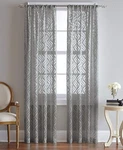 Chf Lyric Ogee 50" X 63" Rod Pocket Window Panel Grey Breezy Sheer, One New. Price: $8.95.