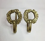 Vintage Gilded Brass Art Deco Laurel Wreath Set Of 2 Curtain Tiebacks Holders Used. Price: $29.95.