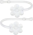 Small Whitedecorative Curtain Holdbacks, Set Of 2, Wrought Iron Drapery Tiebacks New. Price: $19.98.