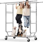 Heavy Duty Collapsible Clothing Rack With Wheels & Shelves - Portable Closet New. Price: $149.99.