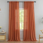Donren Burnt Orange Linen Back Tab Curtains 144 Inches Extra Long Ceiling New. Price: $107.00.