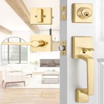 Ehomeware Gold Front Door Handle Set Brass Heavy Duty Square Lever Single New. Price: $106.19.