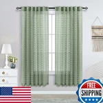 Koufall Sage Green Vintage Sheer Curtains Boho Cottagecore Bedroom Pompom Tassel New. Price: $54.14.