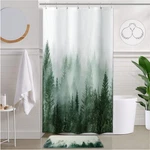 36X72" Green Misty Forest Nature Woodland Half Size Stall Fabric Shower Curtain New. Price: $33.03.