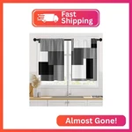 Tayney Black Kitchen Curtains 36 Inch Length Dark Grey White Window Short Tier New. Price: $18.31.